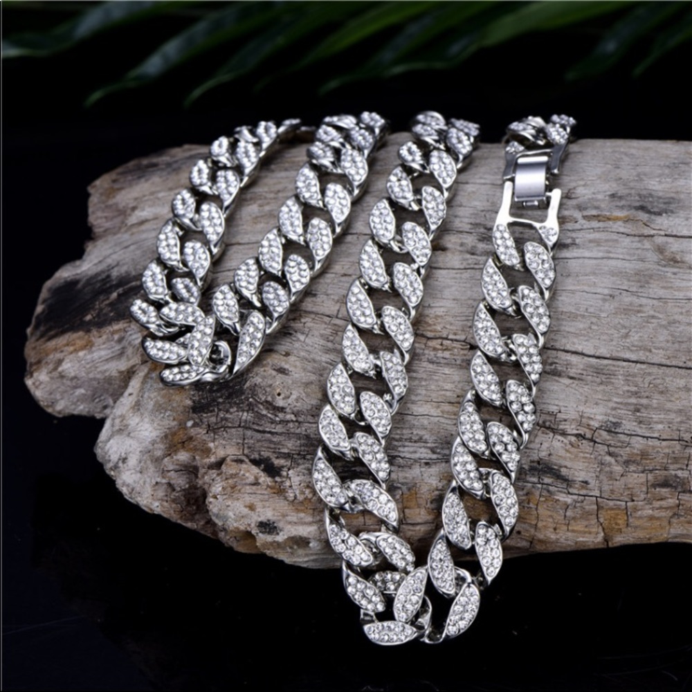 Men’s ICED OUT Hip Hop Silver Necklace